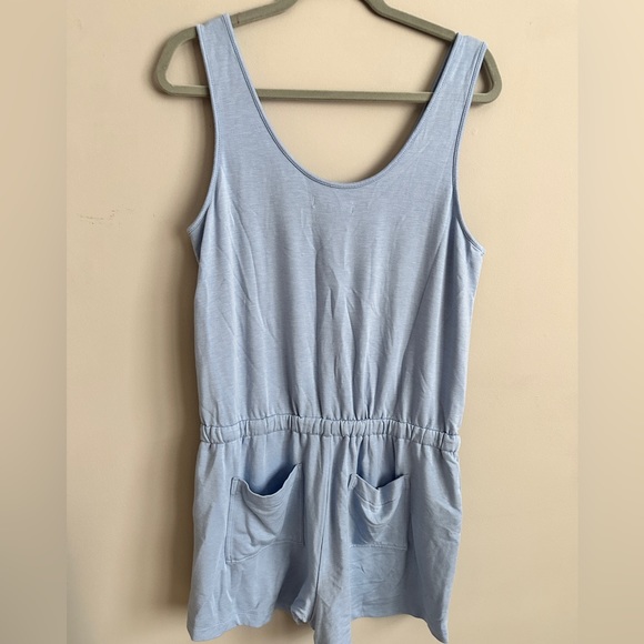 Lou and Grey for The Loft Signature Soft Periwinkle Tank Soft Short Romper L - Picture 2 of 6